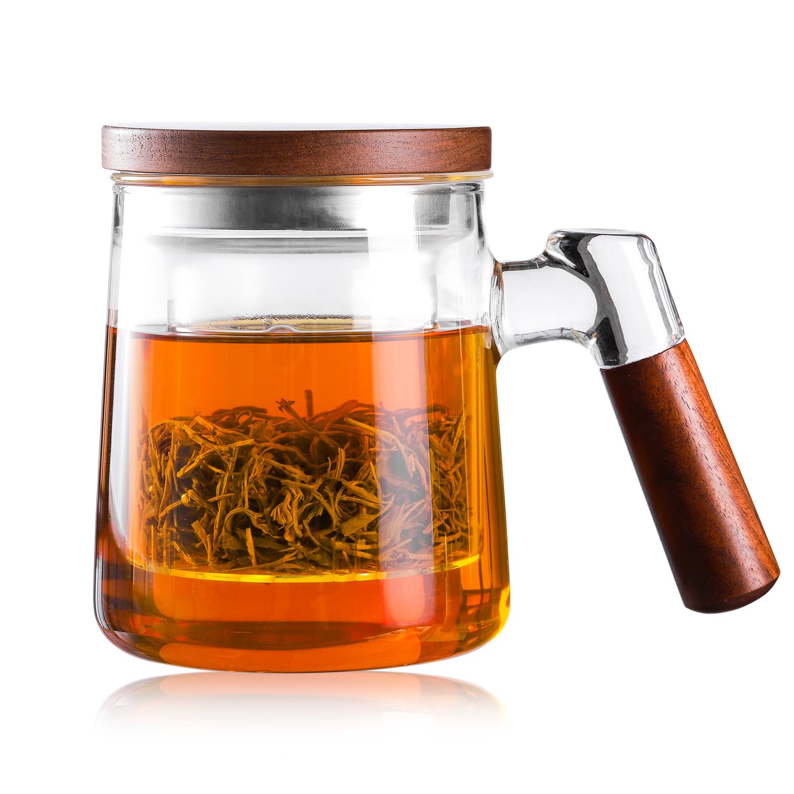 17oz/500ml Borosilicate Glass Tea Cup with Infuser & Lid - Heat Resistant, Microwave & Dishwasher Safe Loose Leaf Tea Mug - Perfect for Home, Office, and Gift Giving