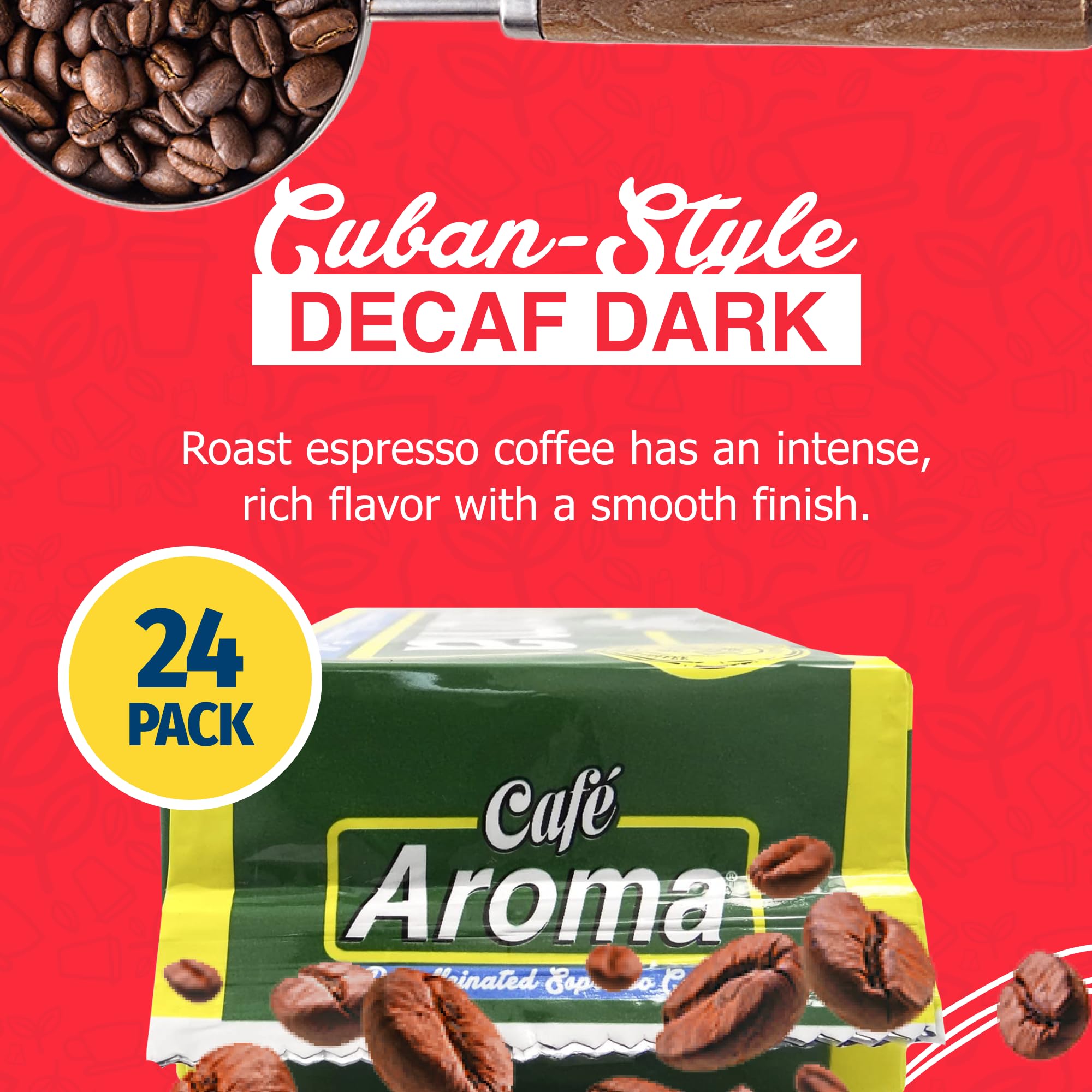 Premium Decaf Dark Roast Espresso Ground Coffee - Authentic Cuban Style Café Aroma, Vacuum Sealed 8.8oz (24-Pack) - Perfect for Hot & Iced Coffee, Espresso Machines, French Press & Cold Brew at Home or Office