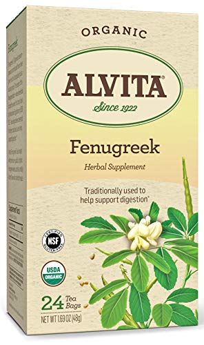 Organic Alvita Fenugreek Seed Tea - 24 Herbal Tea Bags for Digestion & Lactation Support - Perfect for Nursing Mothers & Wellness Enthusiasts