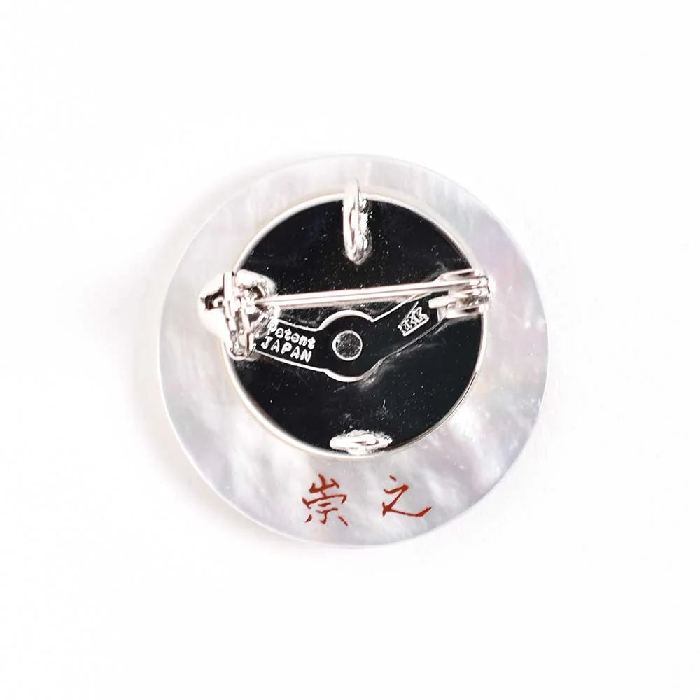 Raden Brooch with White South Sea Pearl Shell & Mt. Fuji Design | Traditional Japanese Urushi Lacquer Jewelry | Elegant Accessory for Weddings, Parties & Formal Occasions