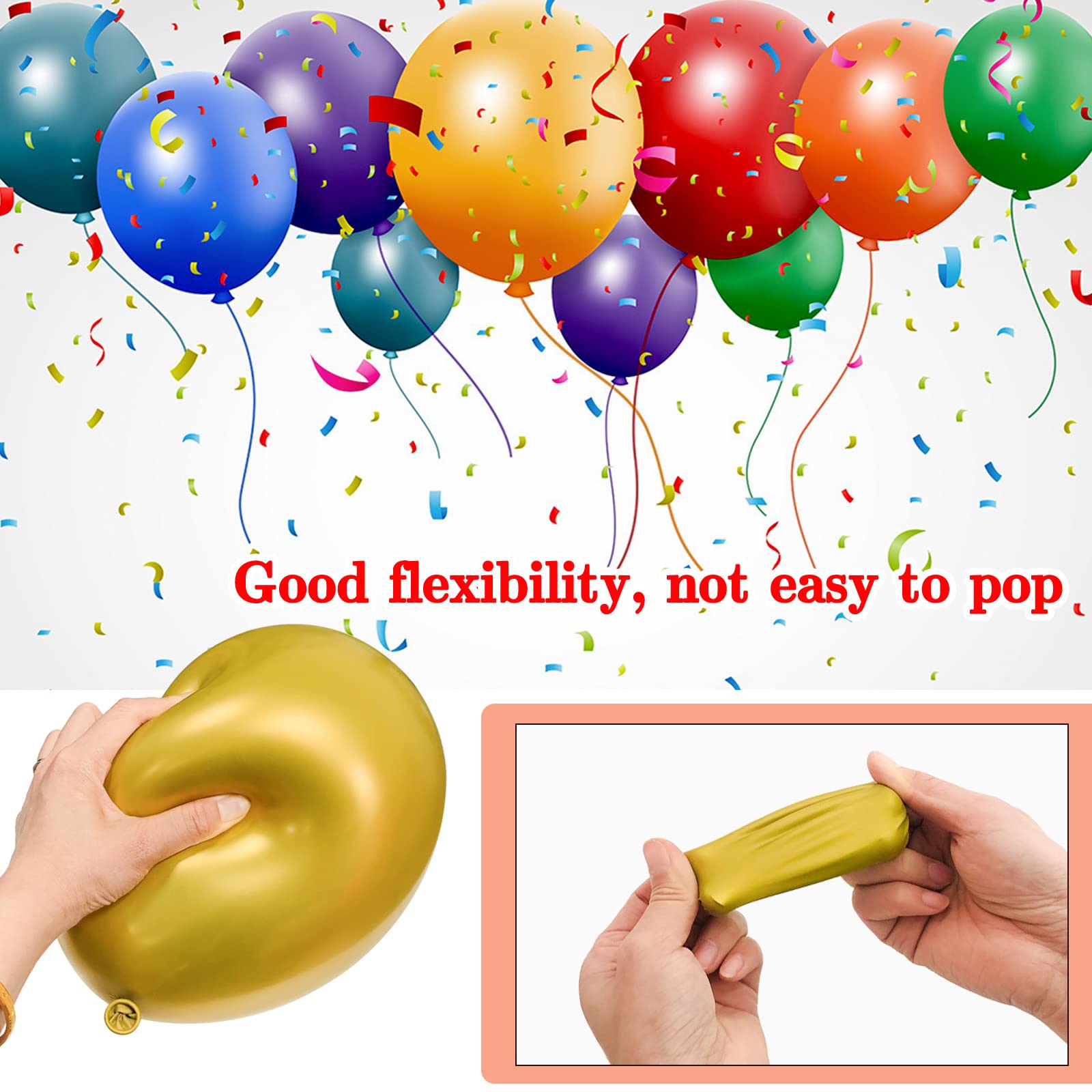 Royal Red & Metallic Gold Latex Balloons 12 Inch - 50 Pack with Ribbons for Birthday, Wedding, Baby Shower Party Decorations | Elegant Confetti Balloons for Indoor & Outdoor Celebrations