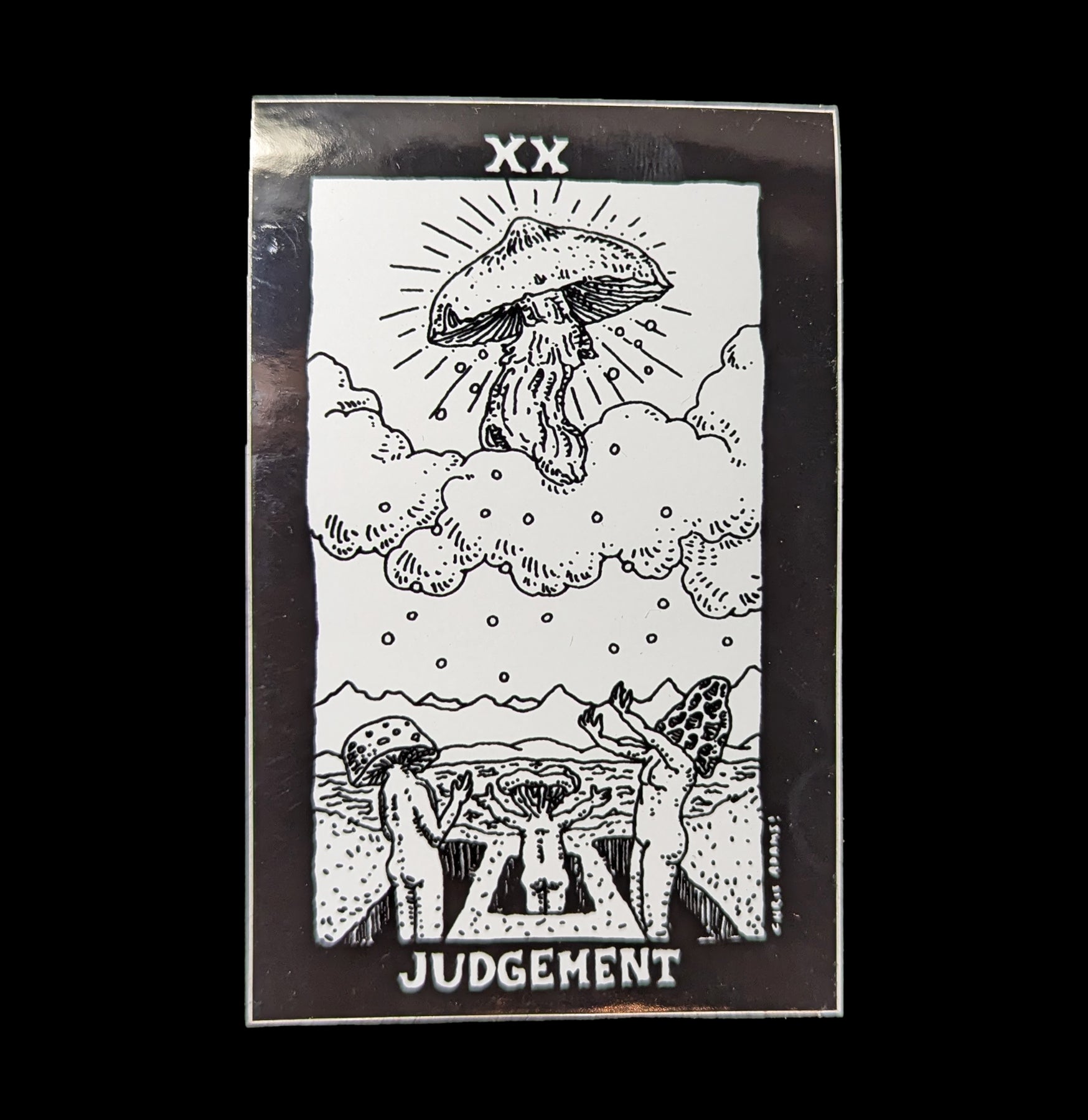 Mushroom Tarot Judgement Card Sticker - Unique Spiritual Decal for Journals, Laptops & Water Bottles - Perfect for Tarot Lovers & Mystical Decor