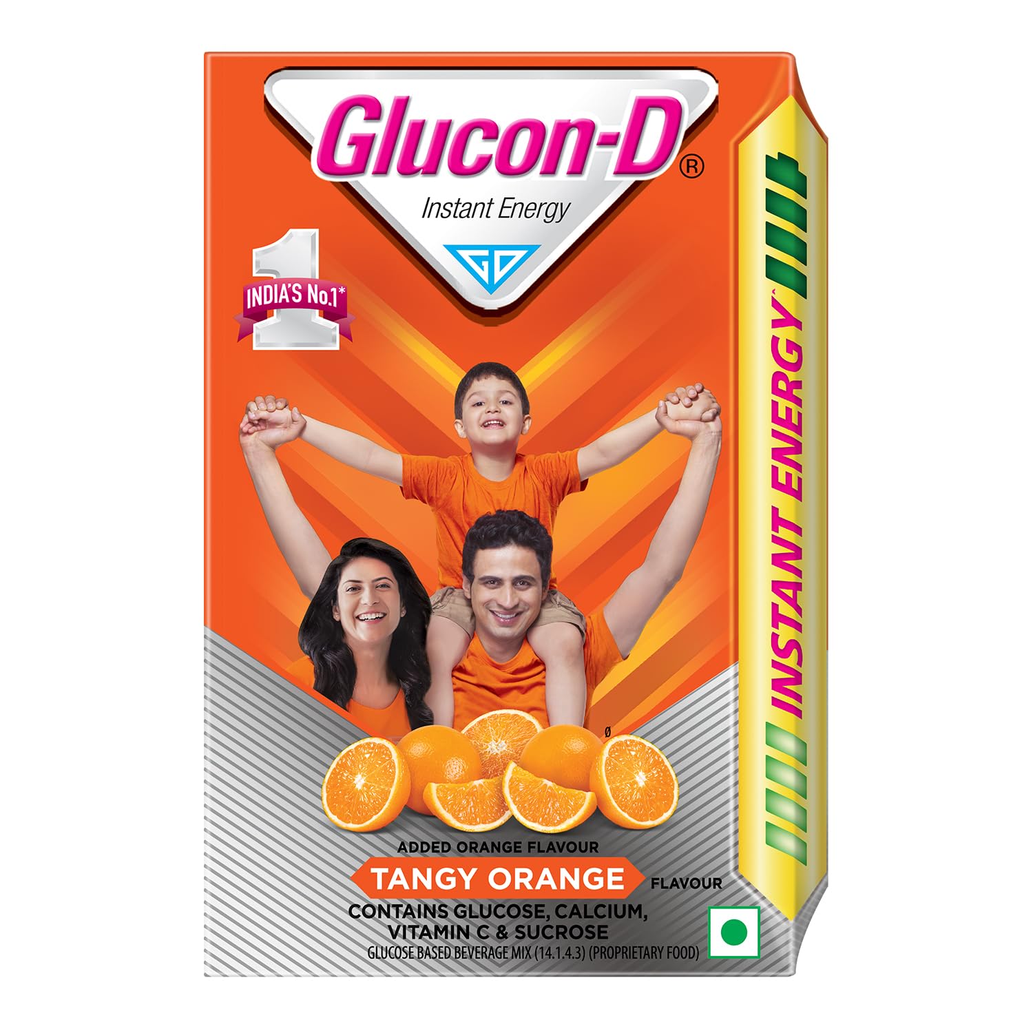 Glucon-D Tangy Orange Glucose Powder 450g Refill Pack - Instant Energy Drink Mix with Vitamin C & Calcium for Immunity & Bone Health - Great for Sports, Workouts & Quick Energy Boost