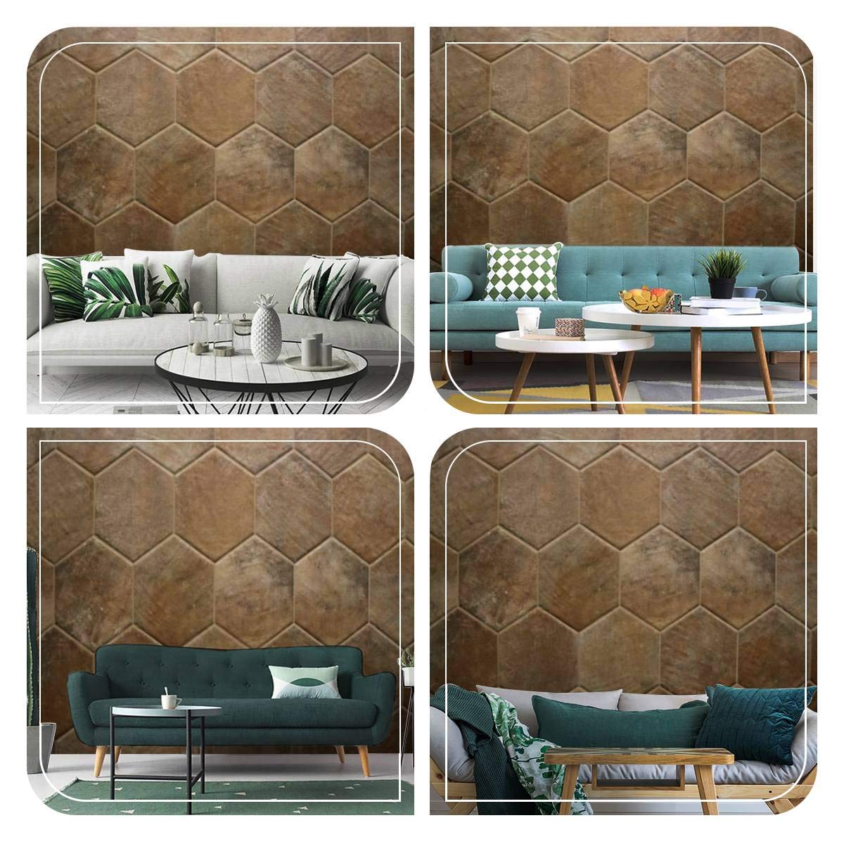 Hexagon Terracotta Rustic 3D Wallpaper - Self-Adhesive Peel & Stick Wall Mural for Bedroom, Living Room, Dorm Decor - Waterproof Textured Backsplash for Kitchen, Bathroom, Wardrobe & Ceiling