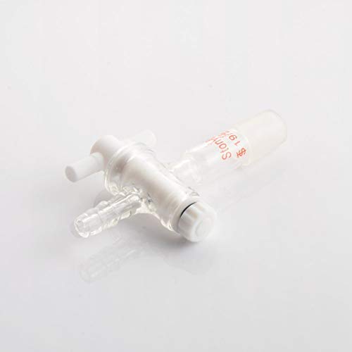 StonyLab Vacuum Flow Control Adapter with PTFE Stopcock - 19/22 Joint & Straight Hose Connector for Laboratory Equipment | Perfect for Distillation, Filtration & Chemical Transfer Processes