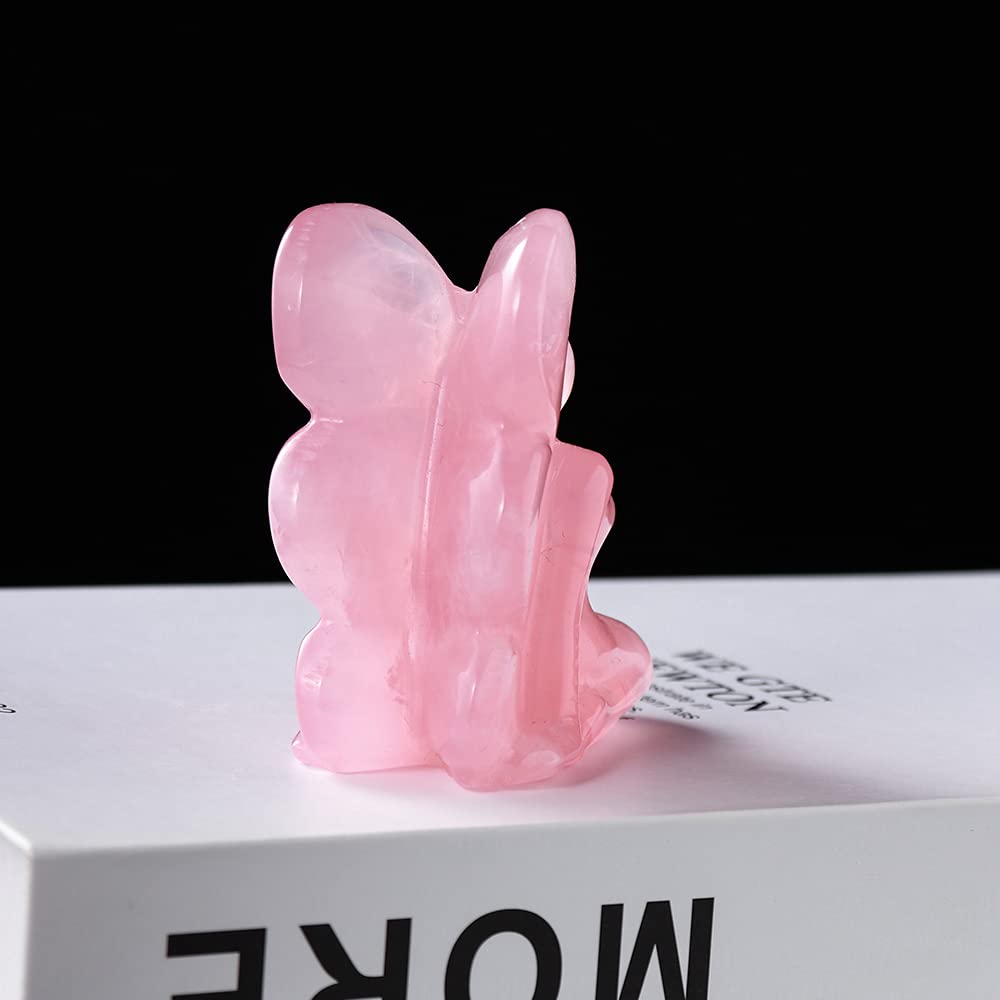 Natural Rose Quartz Butterfly Hand Carved Figurine - 2.7