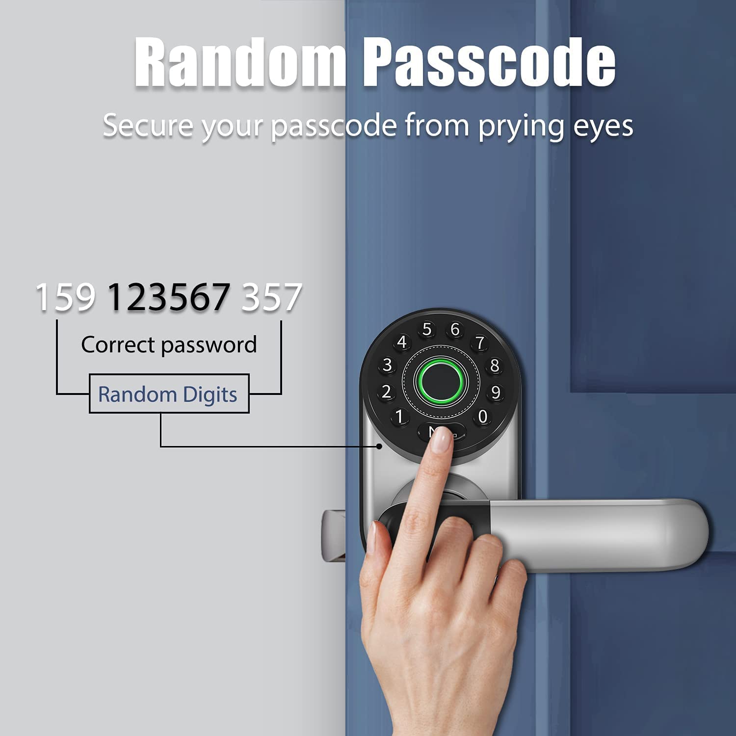 NGTeco Smart WiFi Fingerprint Keyless Entry Door Lock - Bluetooth Electronic Deadbolt with Reversible Handle, Biometric & Keypad Access, Digital Passcode Security for Home & Office (Silver) | Ideal for Smart Homes, Vacation Rentals & High-Security Buildings
