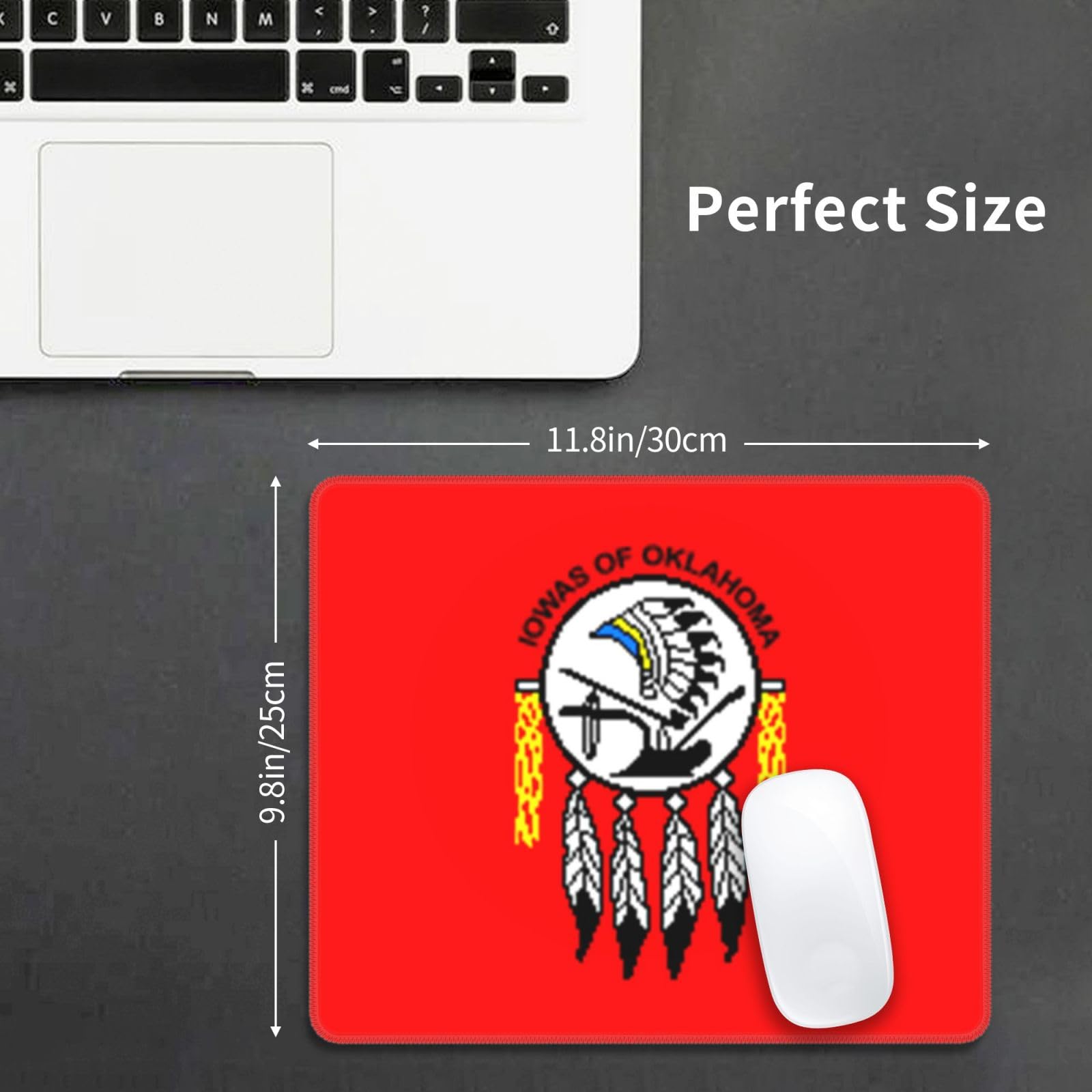 Oklahoma Iowa Tribe Flag Mouse Pad - 10x12 Inch Waterproof Non-Slip Rubber Gaming Mousepad for Office & Laptop Use - Perfect for Work, Gaming & Home Decor