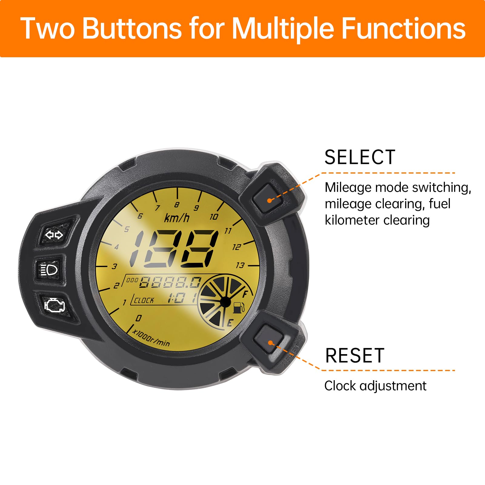 Universal Motorcycle LCD Speedometer & Tachometer - 7 Color Display for Riding