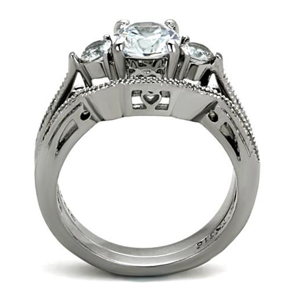 Marimor Jewelry Hers & His Stainless Steel 3-Piece Cubic Zirconia Wedding Ring Set with Eternity Band - Perfect for Couples, Anniversaries & Romantic Occasions