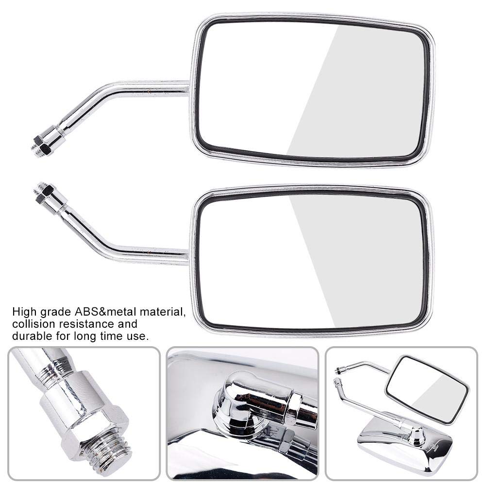 Universal 10MM Motorcycle Mirrors - 2Pcs Chrome Rearview for Cruisers & Bikes
