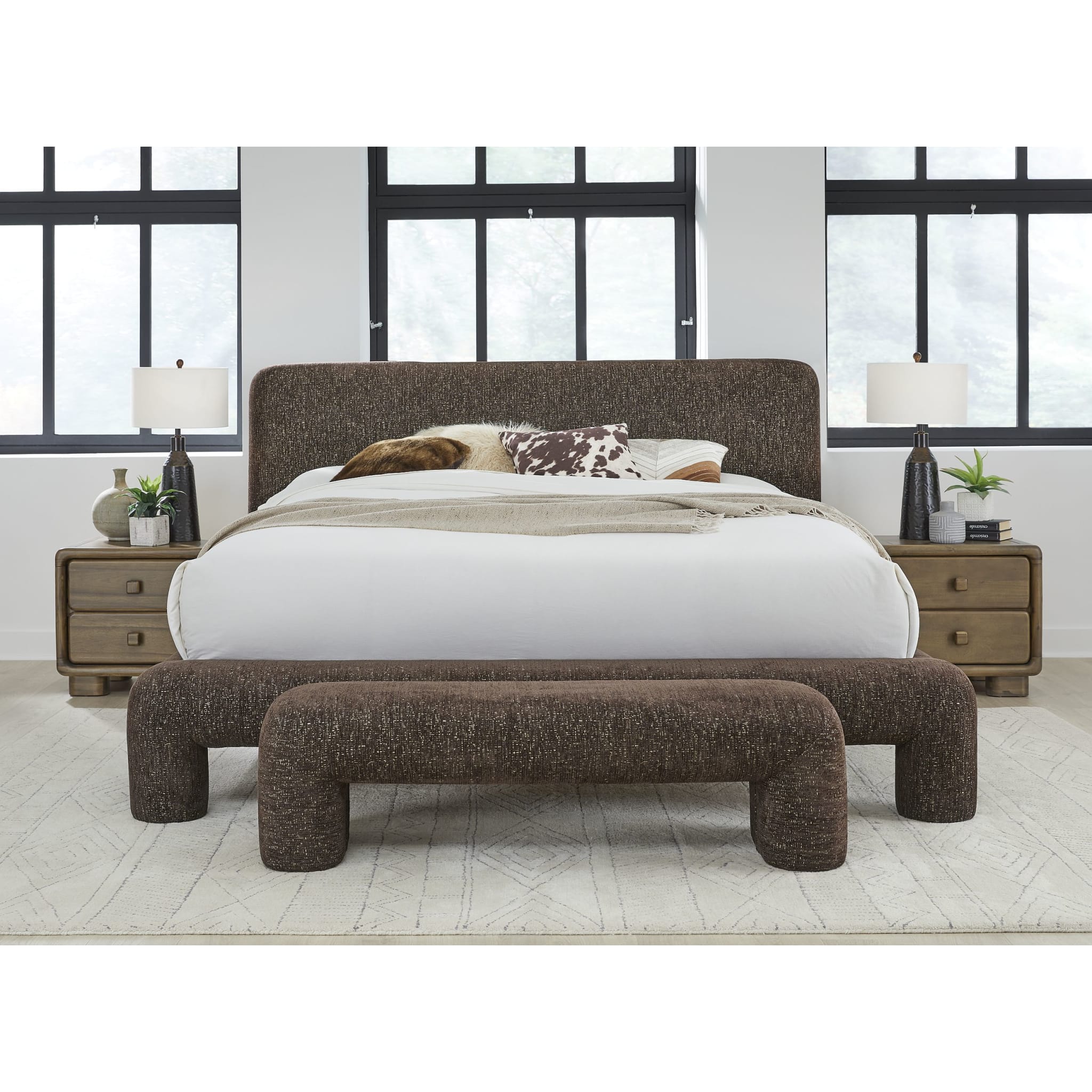 Premium Mocoa Fully Upholstered Bench with Mongoose Chenille Fabric - Perfect for Living Room, Bedroom or Entryway Seating