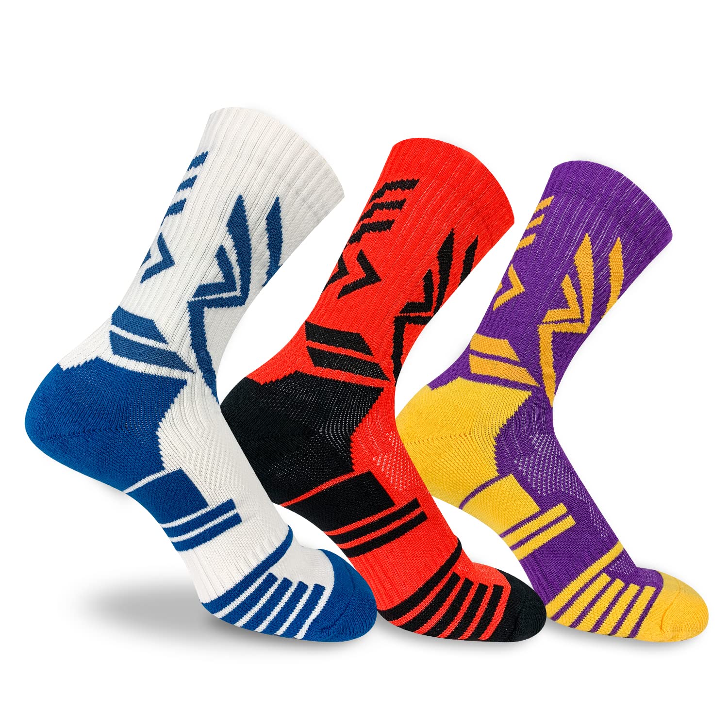 YACCA Men's Basketball Compression Socks - Thick Cushioned Athletic Sports Socks for Performance & Recovery - Perfect for Basketball, Running, and Workout