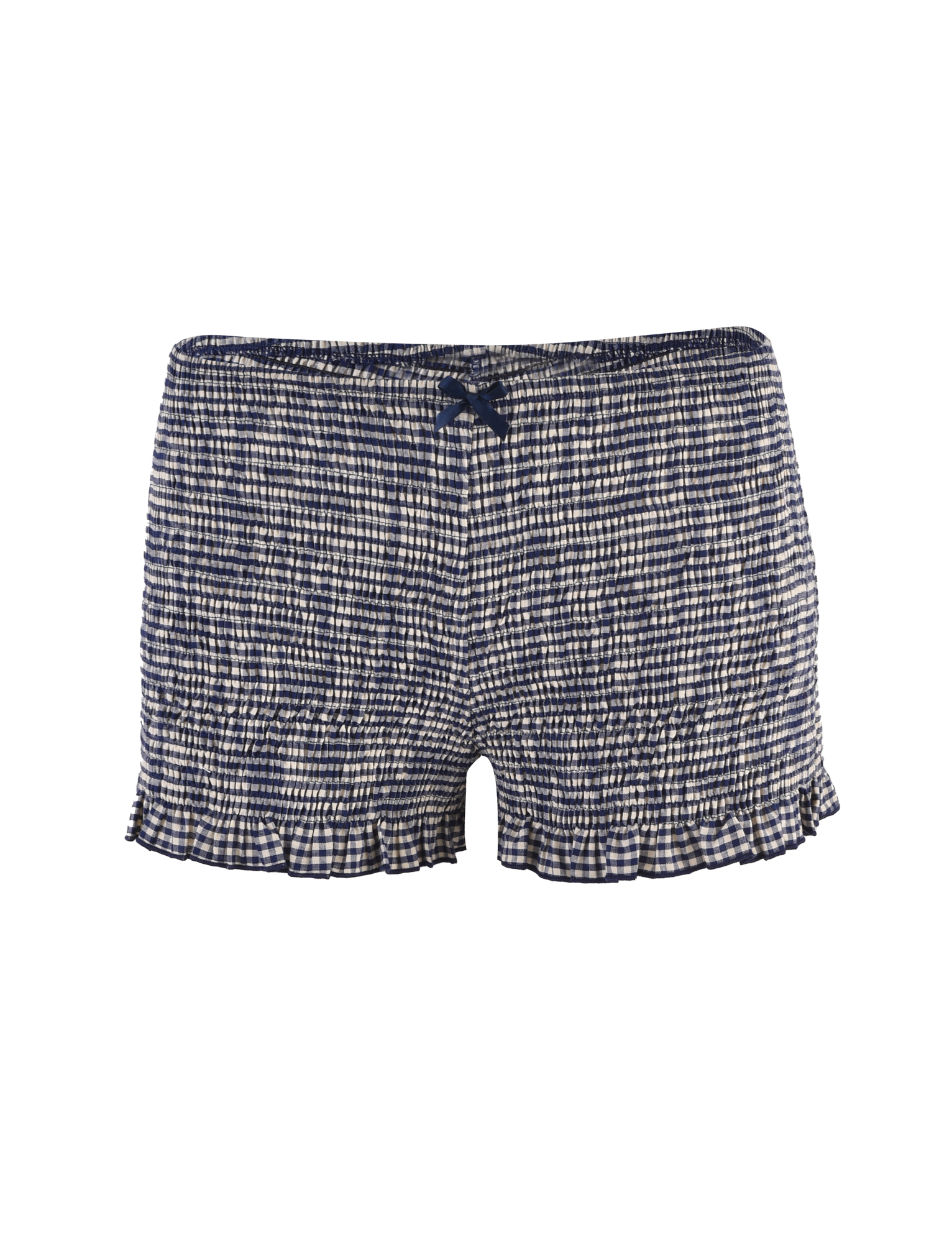 ERYNN SHORTS - Navy Blue Gingham Print Women's Casual Shorts for Summer, Beach, and Lounge Wear