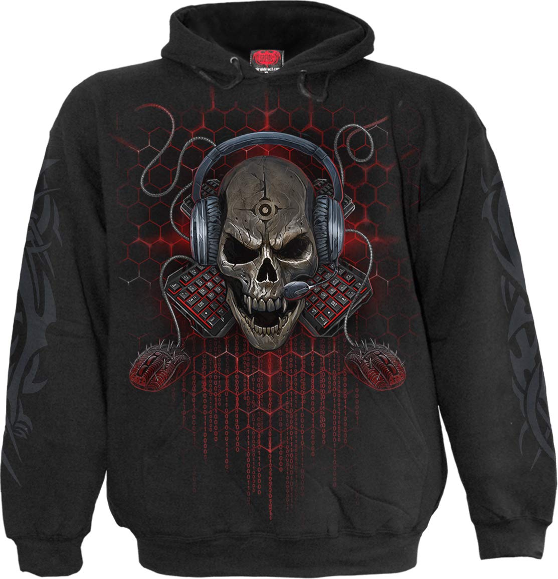 Gaming Hoodie for Kids - Black Spiral Design PC Gamer Pullover - Perfect for Gaming Sessions & Casual Wear