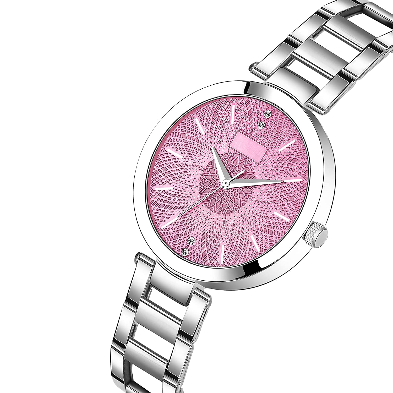 Elegant Analog Women's Watch with Stainless Steel Band - Perfect Valentine's Day Gift for Girlfriend, Wife or Sister (Silver Pink) | Stylish Accessory for Daily Wear, Office & Special Occasions