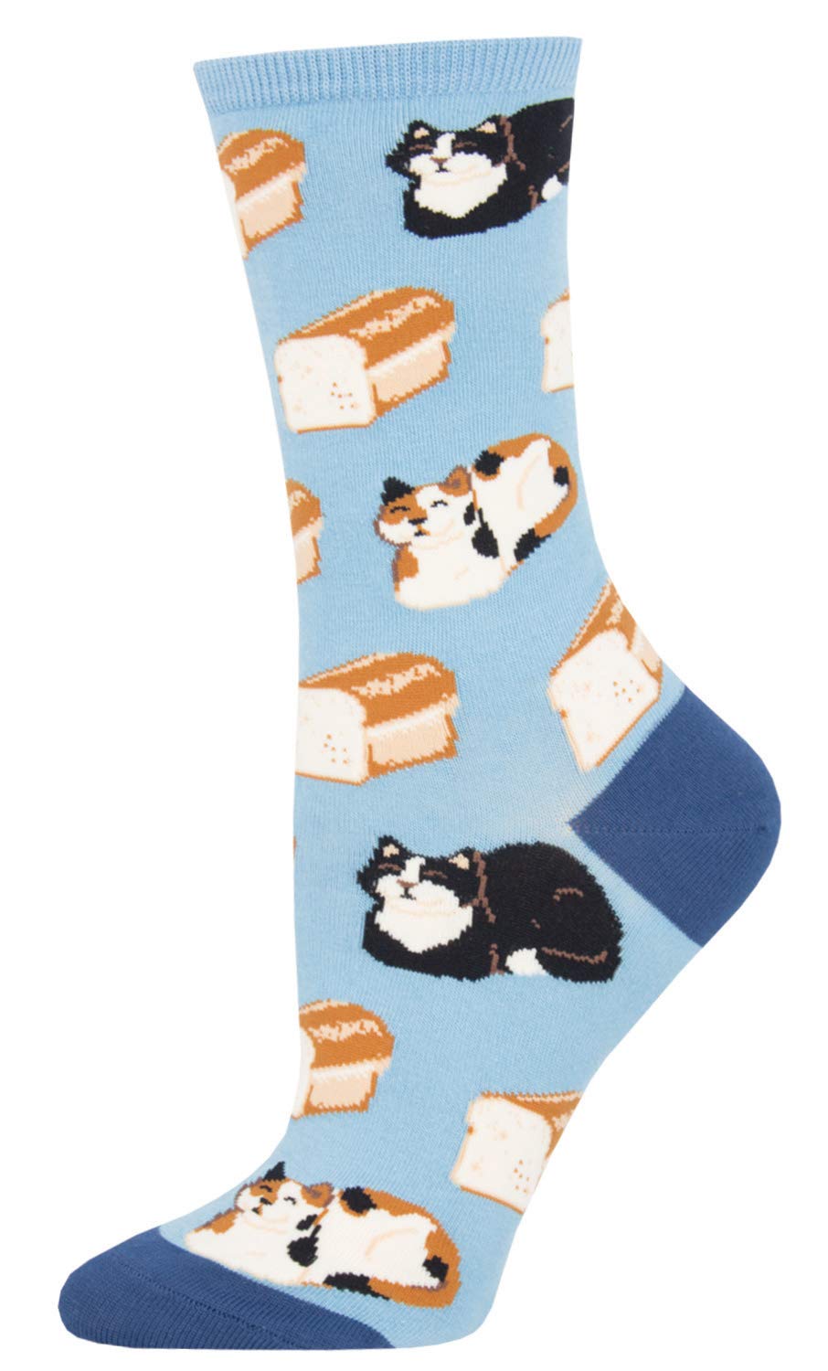 Socksmith Women's Cat Loaf Socks - Cute Feline Design Crew Socks for Women - Comfortable Cotton Blend Casual Socks for Everyday Wear, Gifts, and Cat Lovers