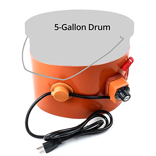 QWORK 800W 120V Metal Drum Heater - Industrial Grease Keg & Barrel Warmer with Insulated Band for Oil Viscosity Control - Perfect for Cold Weather Storage, Workshop Heating & Drum Maintenance