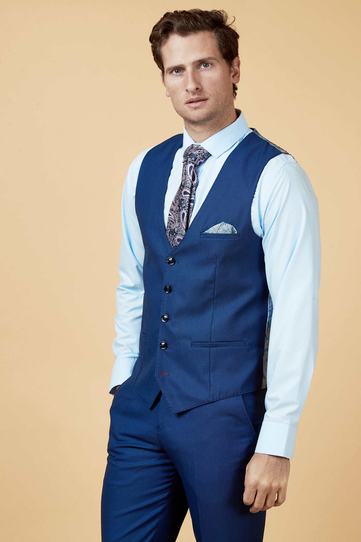 Royal Blue Single Breasted Waistcoat for Men - Elegant Formal Vest for Weddings, Business & Special Occasions