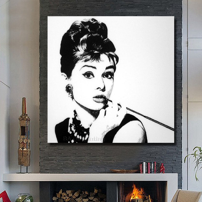 Nice Girl Movie Star Pop Art Wall Decor - 100% Handmade Oil Painting on Canvas with/without Frame - Perfect for Living Room, Bedroom & Office Decor