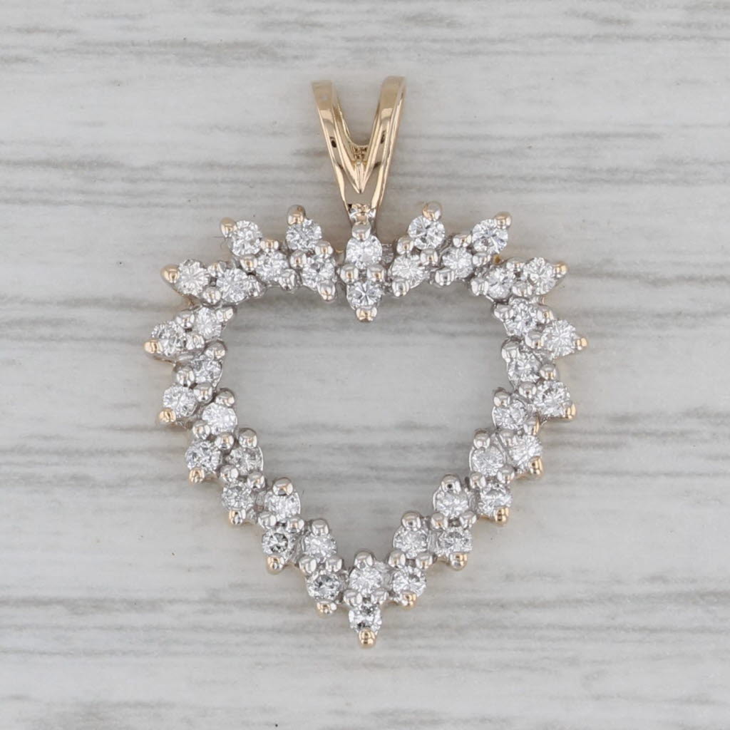 0.46ctw Diamond Heart Pendant Necklace in 14K Yellow Gold - Elegant Jewelry Gift for Women, Perfect for Valentine's Day & Anniversary