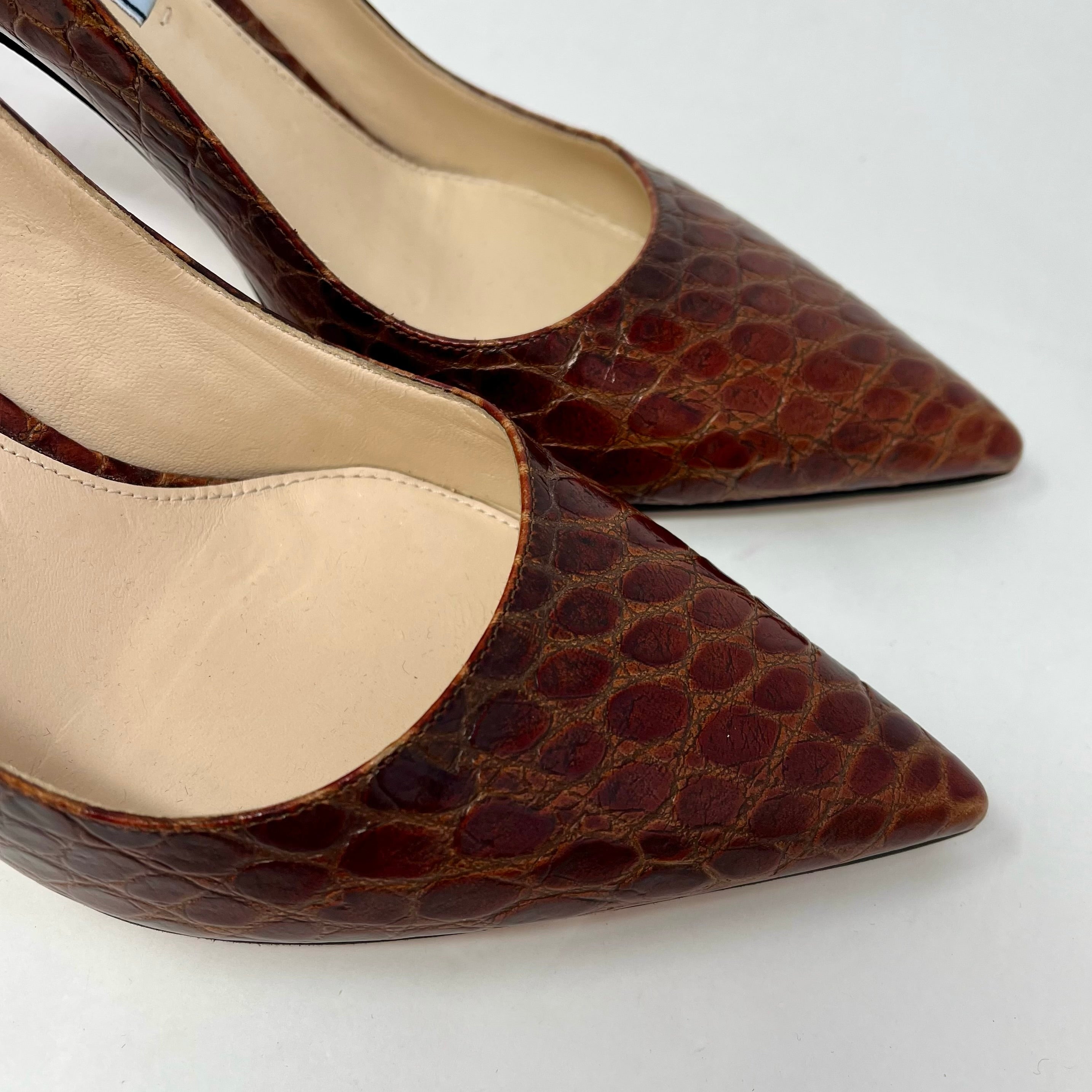 Prada Women's Classic Leather Pumps - Elegant High Heel Dress Shoes for Women | Perfect for Office, Party & Formal Events