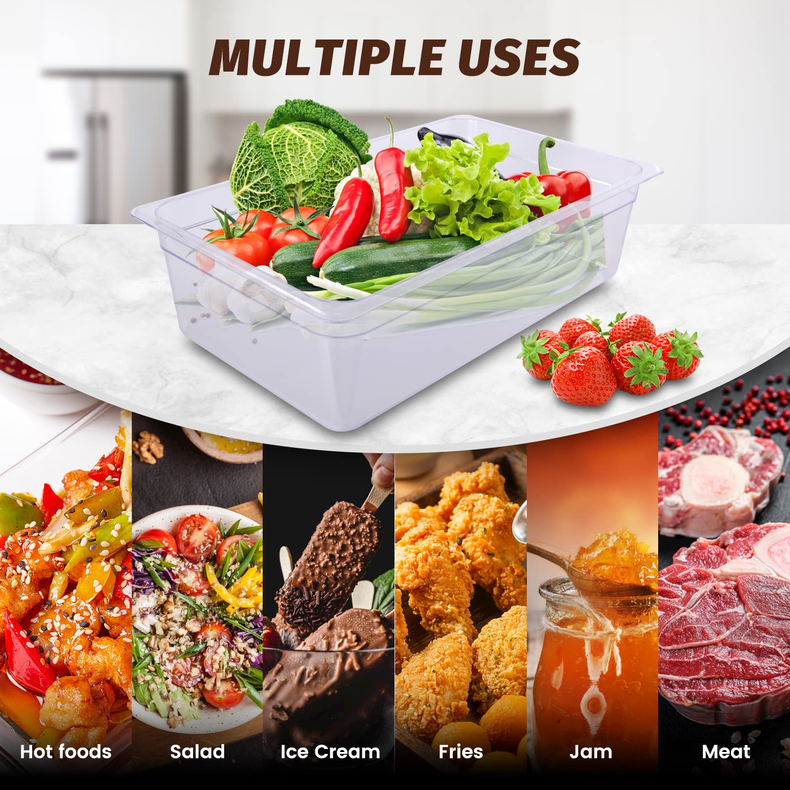 EASYROSE 6-Pack Clear Polycarbonate Food Pans - 6