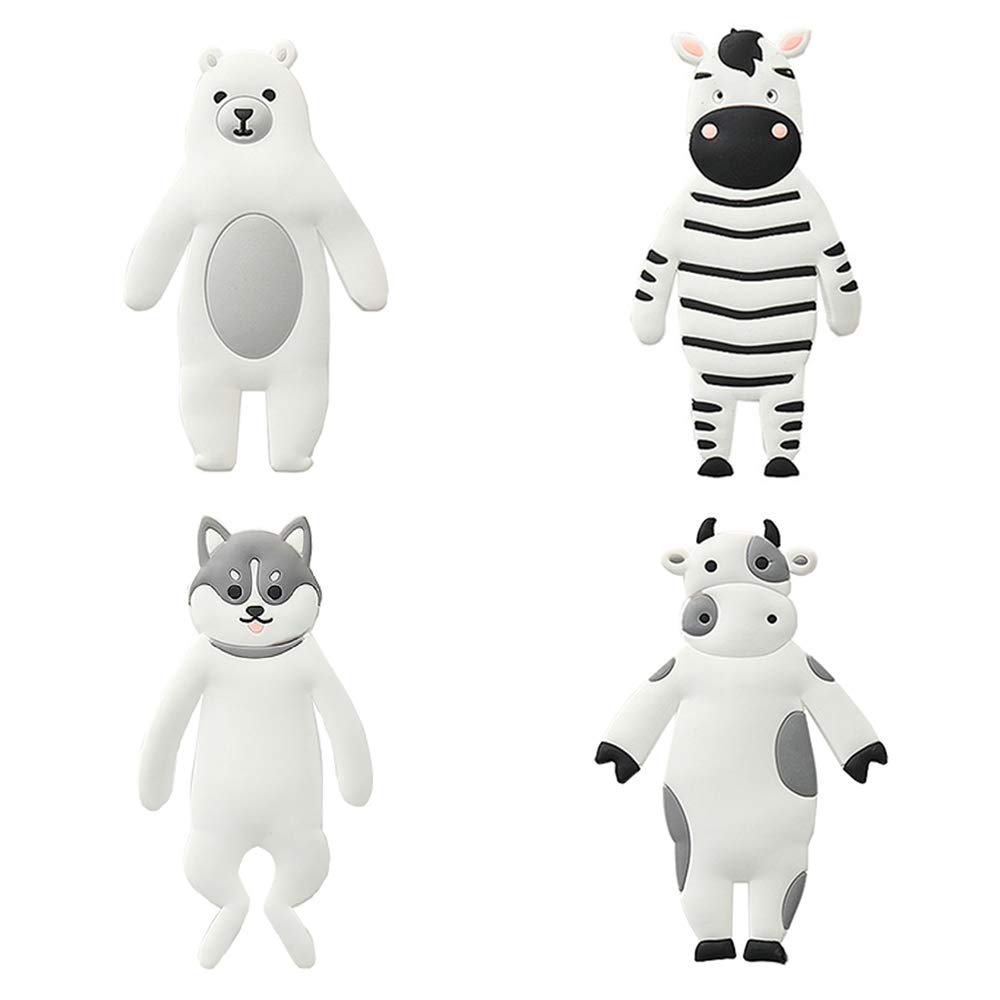 4Pcs Cute Animal Hooks - Strong Sticky Wall Hangers for Kitchen, Bathroom & Home Decor