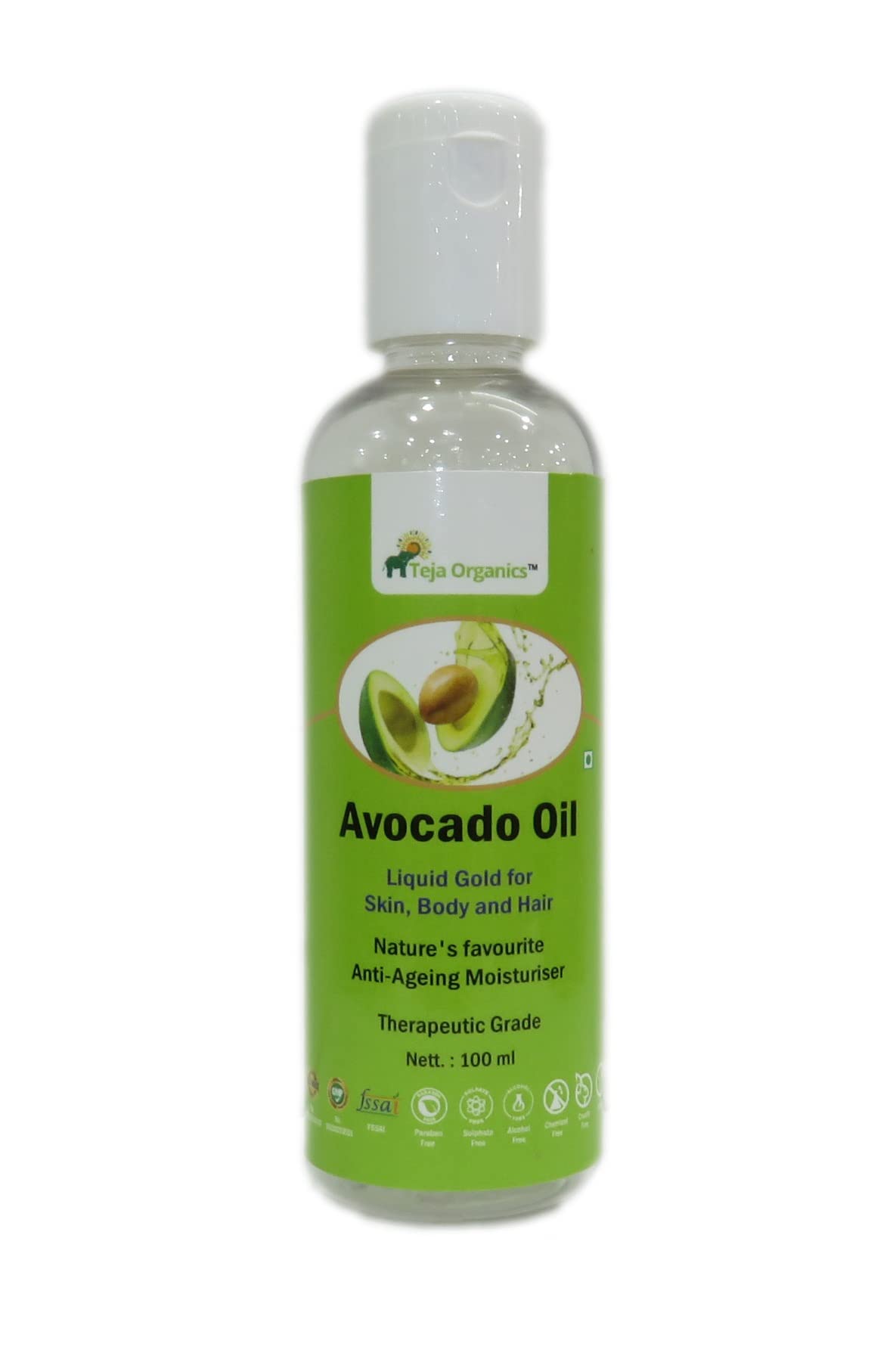 Pure Therapeutic Grade Avocado Oil 100ml - Cold Pressed, Unrefined for Skin Care, Hair Treatment & Cooking - Natural Moisturizer & Healthy Cooking Oil