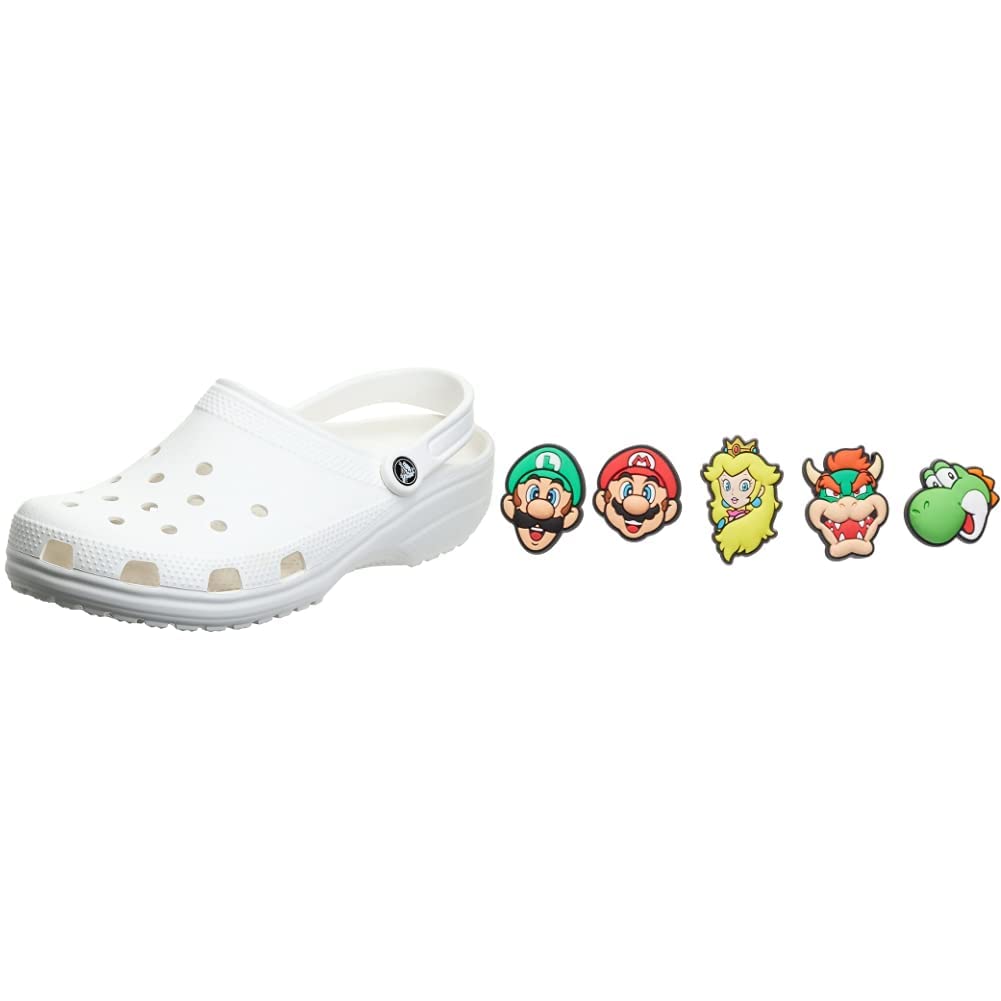 Crocs Classic Clogs for Men & Women with 5-Pack Jibbitz Charms - Comfortable Slip-On Shoes for Casual Wear, Gardening & Outdoor Activities