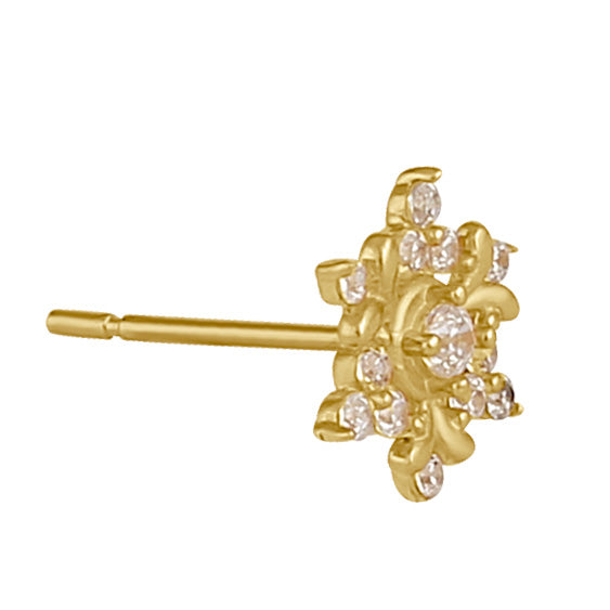 14K Solid Gold Snowflake Earrings with Clear Cubic Zirconia - Perfect for Holiday Parties, Christmas Gifts & Winter Weddings