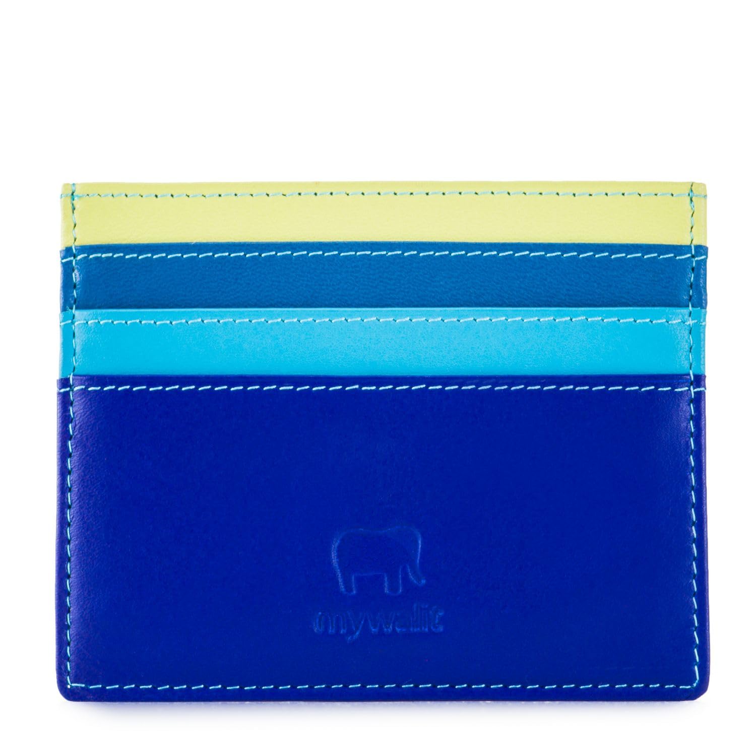 mywalit Multi-Color Genuine Leather Credit Card Holder - Slim RFID Blocking Wallet with 3 Card Slots & ID Window | Perfect for Travel, Business & Everyday Use
