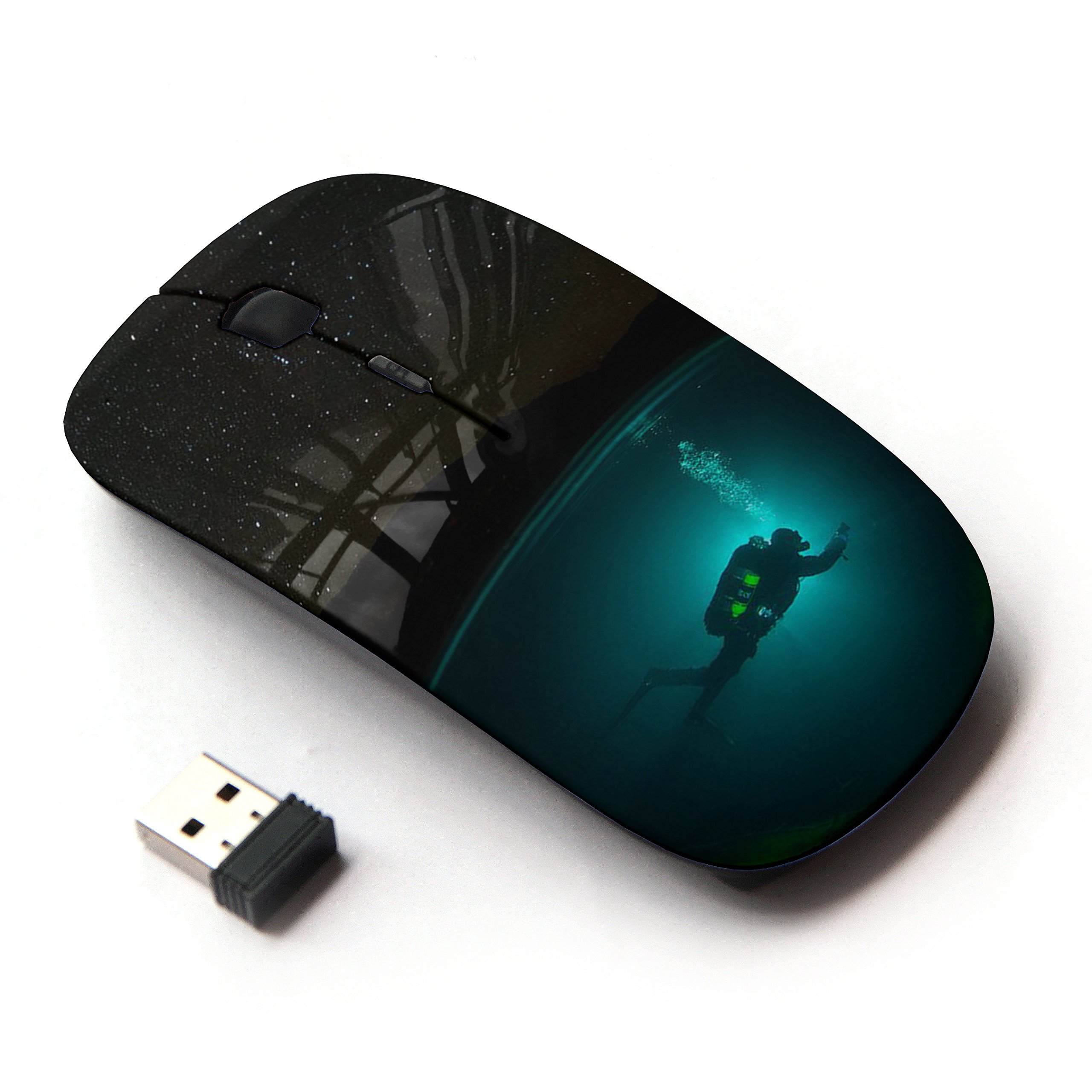 2.4G Wireless Optical Mouse with Scuba Diver & Underwater Tank Design - Perfect for Gaming, Office Work, and Night Use