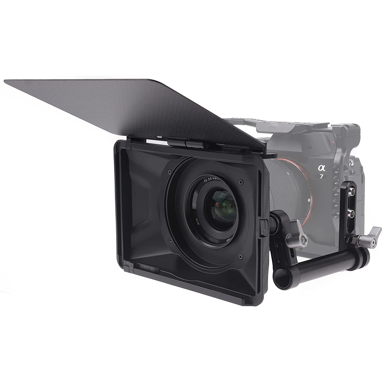 Mini Matte Box for DSLR & Mirrorless Cameras - Lightweight 15mm Rod Support with Top Flag - Compatible with 67mm/72mm/77mm/82mm Lenses & 4x4/4x5.65 Filters - Black - Perfect for Cinematic Filming, Vlogging and Professional Photography