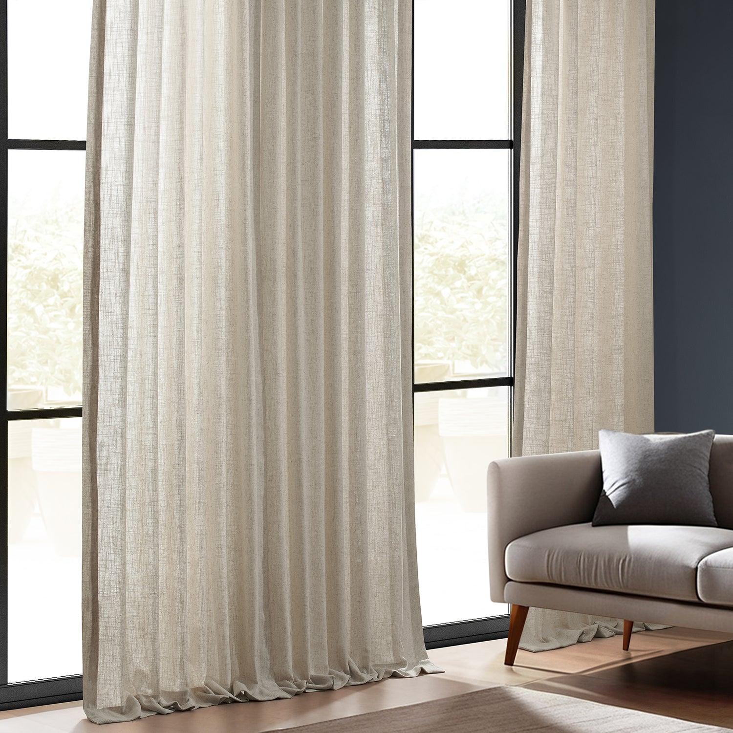 Premium Malted Cream Heavy Faux Linen Custom Curtains - Blackout Drapes for Living Room, Bedroom & Home Decor (Set of 2 Panels) - Elegant Window Treatments for Light Control & Privacy