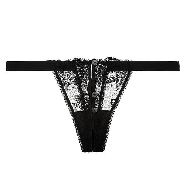 Belladonna Button Thong - Sexy Lace Underwear for Women, Comfortable Low Rise Panties, Perfect for Date Night & Special Occasions