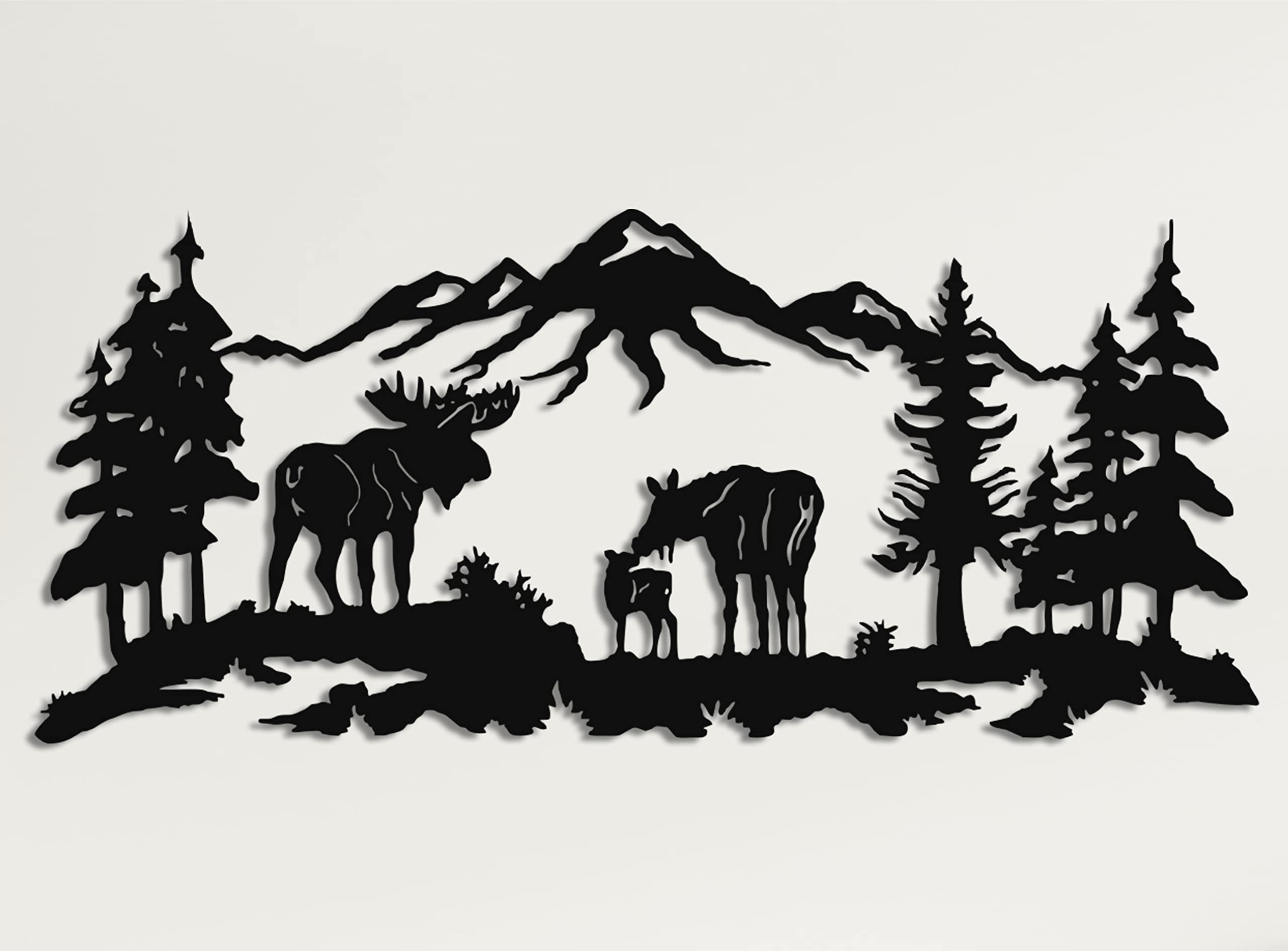 DEKADRON Metal Moose Wall Art - Nature Inspired Metal Tree Décor for Home & Office - 40
