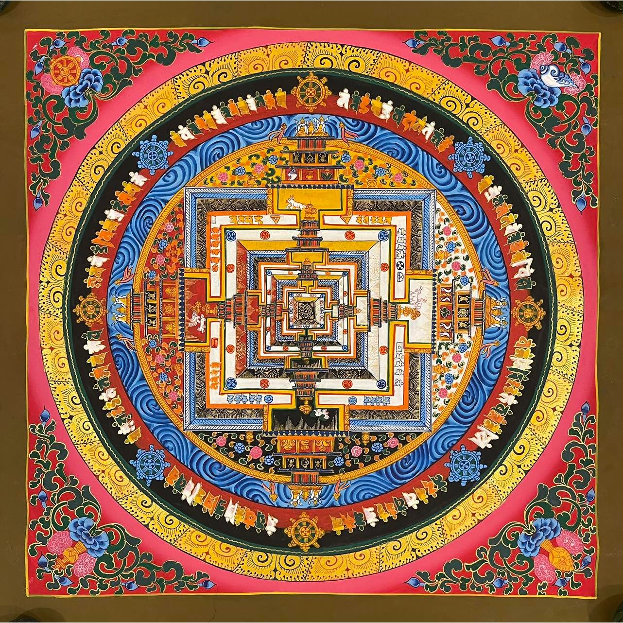 Authentic Kalachakra Mandala Tibetan Thangka Painting - Handmade Buddhist Art for Meditation & Home Decor | Perfect for Yoga Studios, Spiritual Spaces & Gift Giving