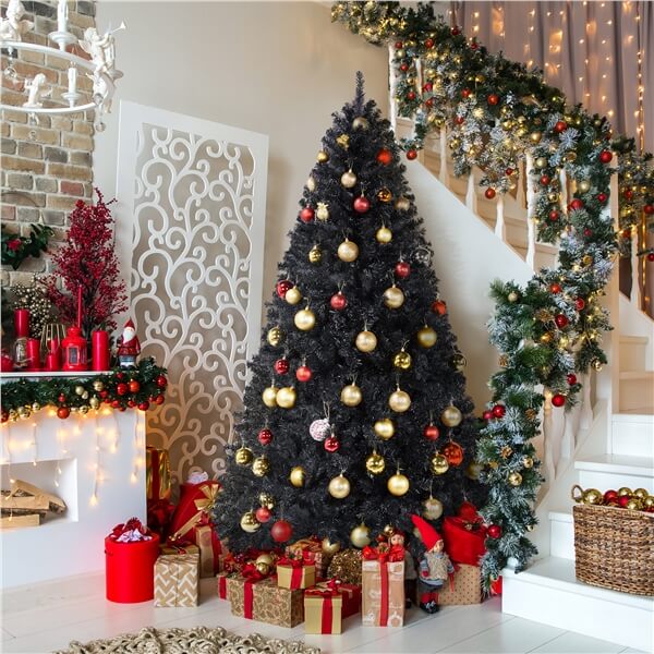 Yaheetech 6ft Pre-Lit Artificial Christmas Tree with 250 LED Lights - Flocked Snowy Holiday Decor for Home, Office, Party & Halloween Decoration