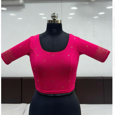 Stretchable Sequin Stitched Lycra Sari Blouse for Women - Perfect for Weddings, Parties & Festive Occasions
