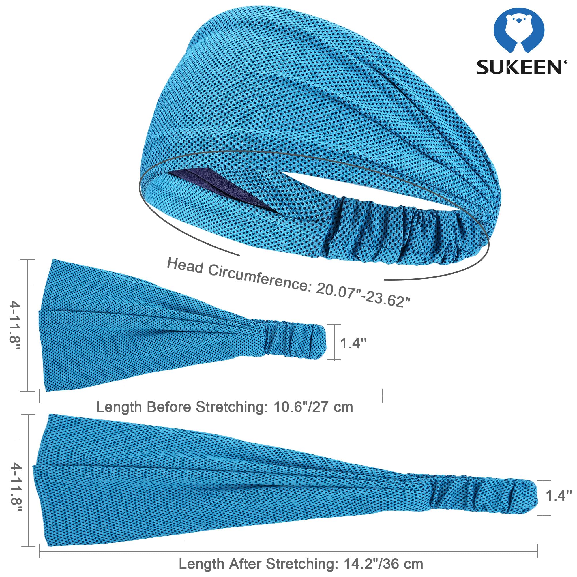 Cooling Workout Headbands for Women & Men - Stretchy Non-Slip Sweat Bands for Running, Yoga, Tennis & Gym - Moisture Wicking Sports Headwear for Active Lifestyles