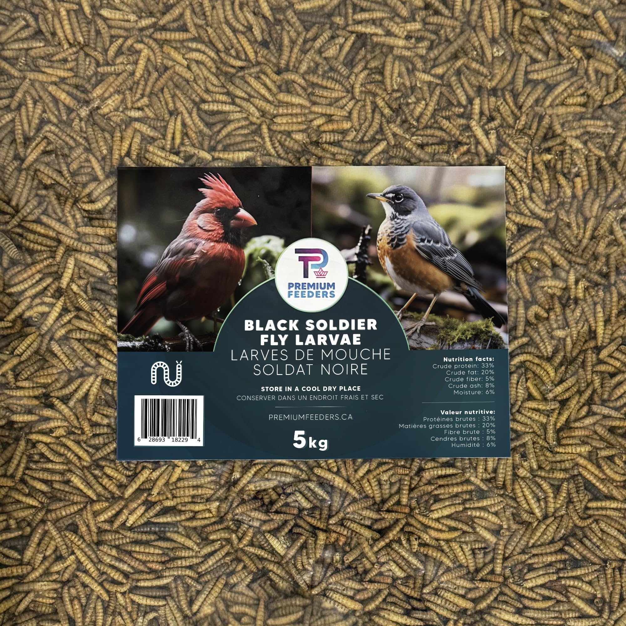 Premium Feeders Dried Black Soldier Fly Larvae - 11lb High Protein & Calcium Natural Pet Food - Healthy Treats for Chickens, Ducks, Birds, Quail, Turtles & Fish - Perfect for Poultry Feeding, Wild Bird Attraction & Aquatic Nutrition