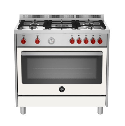 Bertazzoni RIS95C61LBX 90cm 5-Burner Gas Range Cooker with Electric Oven - Professional Kitchen Appliance for Home Chefs & Cooking Enthusiasts