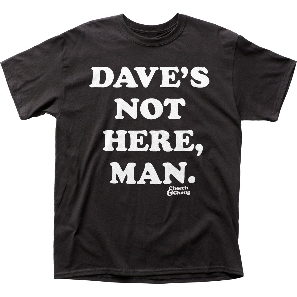 Cheech & Chong Famous Comedy Duo 'Dave's Not Here' Vintage Adult T-Shirt - Black Cotton Tee for Fans, Stand-Up Comedy Lovers & 420 Culture - Perfect for Concerts, Parties & Casual Wear