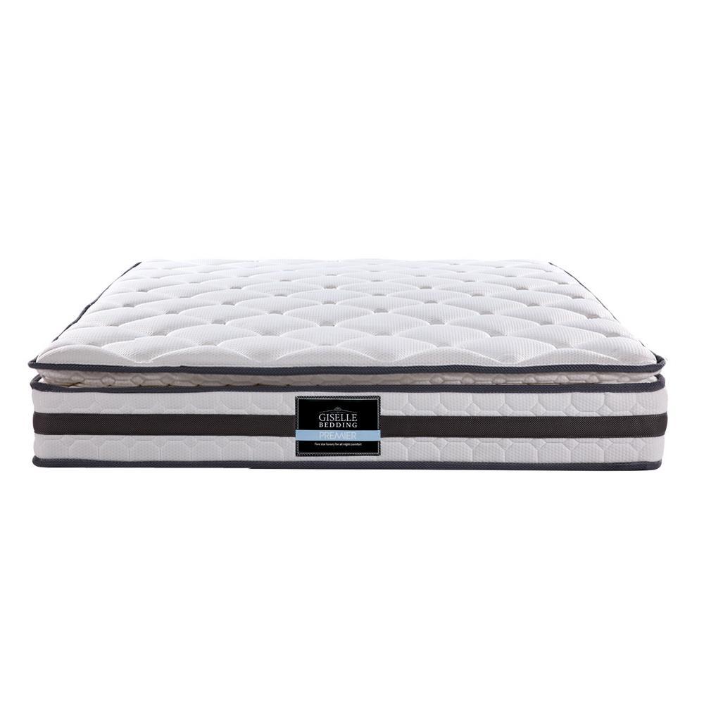Amor Bed Gold & Normay Series Pillow Top Mattress - Medium Firm Support for Back Pain Relief - Double Package Set - Perfect for Master Bedroom, Guest Room & Apartment Sleeping