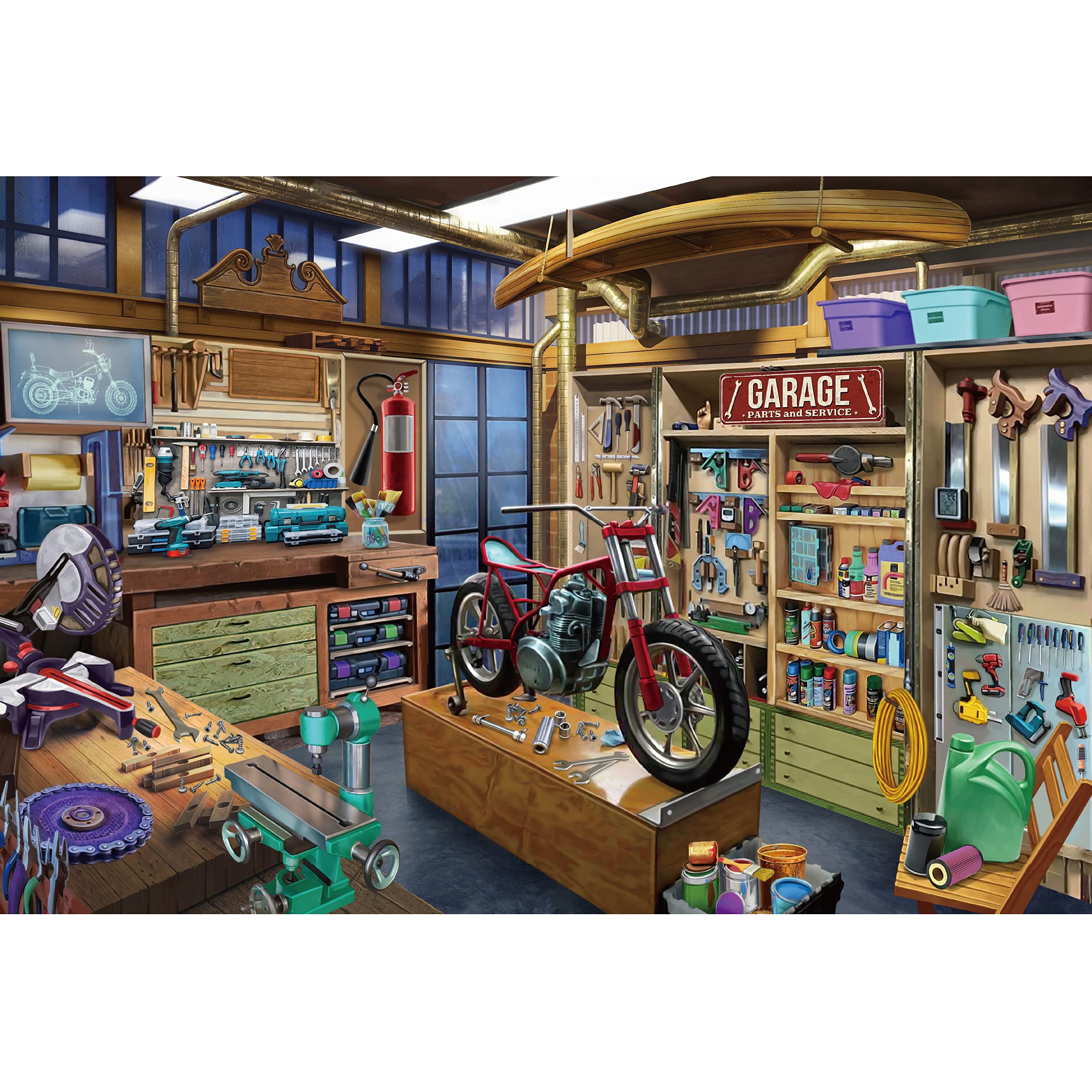 Lavievert 1000 Piece Jigsaw Puzzle for Adults & Kids - Challenging Garage Scene Puzzle for Family Game Night & Relaxation