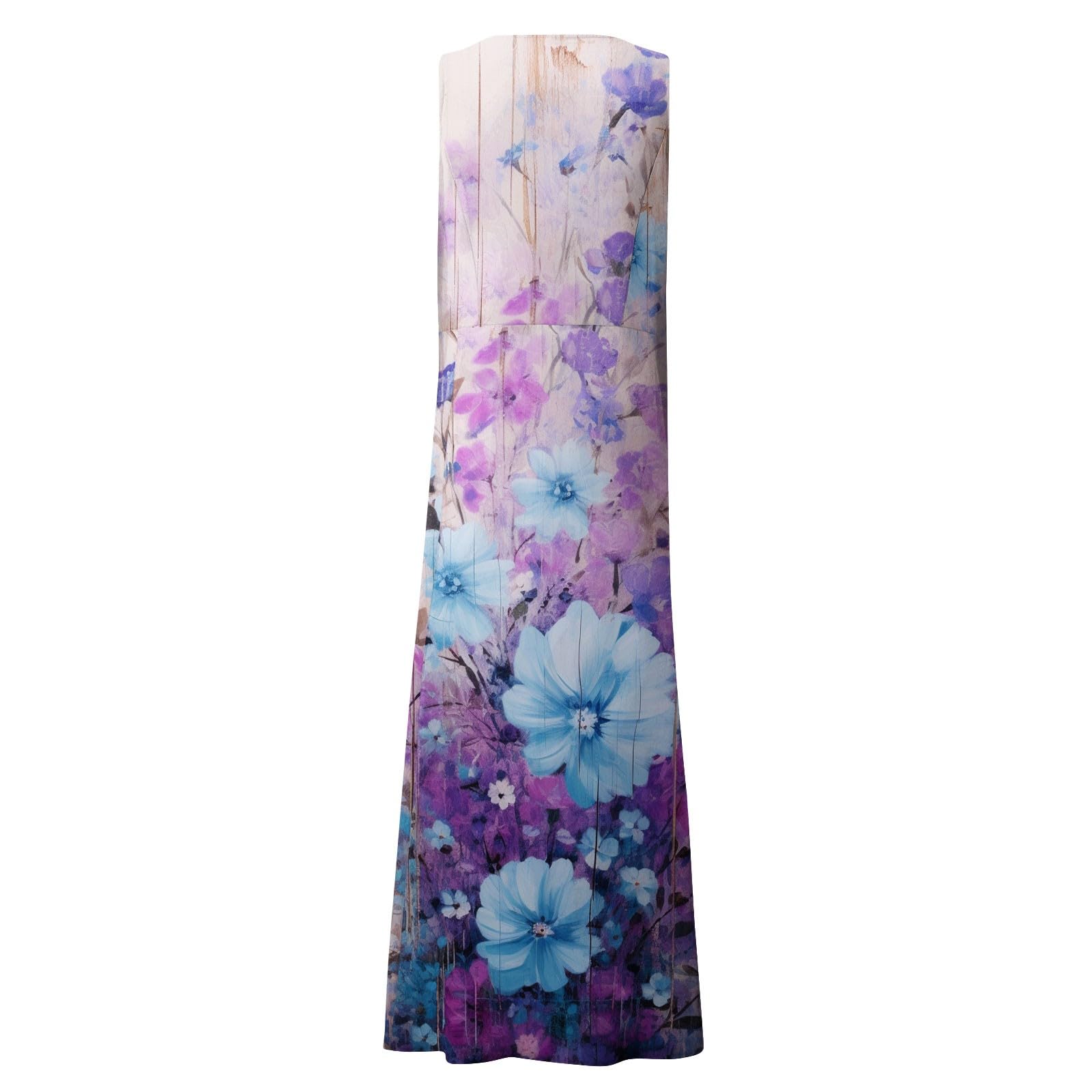 Floral Maxi Dress for Women - Sleeveless Summer Casual Sundress with Floral Print, Pleated Design & Pockets | Perfect for Beach, Vacation, and Outdoor Events