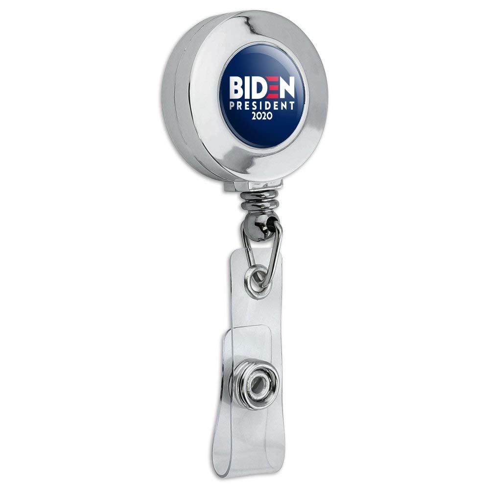 Joe Biden 2020 President Retractable Badge Reel - Chrome ID Card Holder Clip for Work, Security, and Events