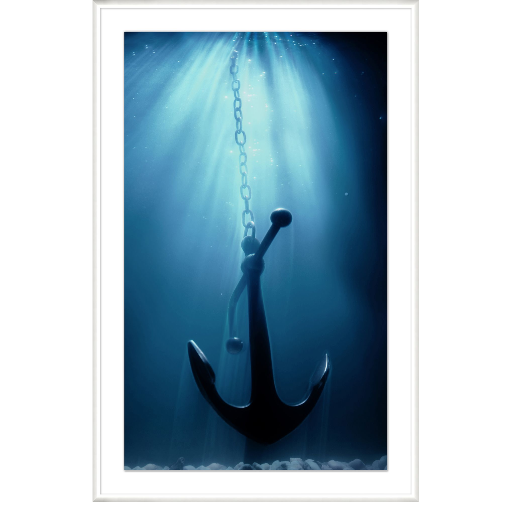 Anchor Dark Framed Wall Art - Nautical Decor for Living Room, Bedroom & Office - Coastal Themed Home Decor