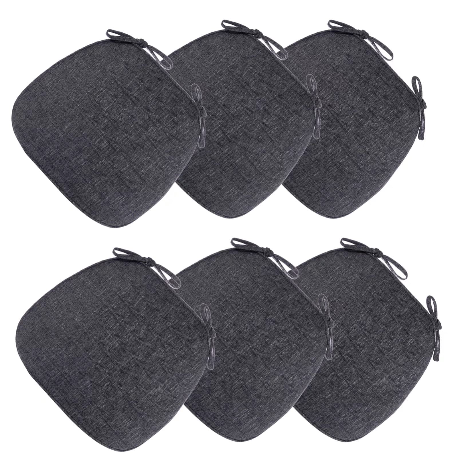 MBVBN Washable Kitchen Chair Cushions Set of 6 - U-Shaped Dining Room Seat Pads with Zipper, Detachable & Comfortable Chair Cushions for Kitchen, Dining Table, Office (Dark Grey) - Perfect for Home, Restaurant, and Cafe Use